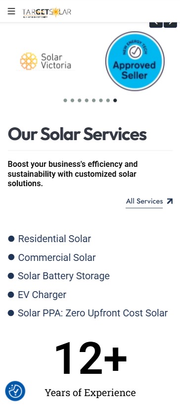 Target Solar mobile screen